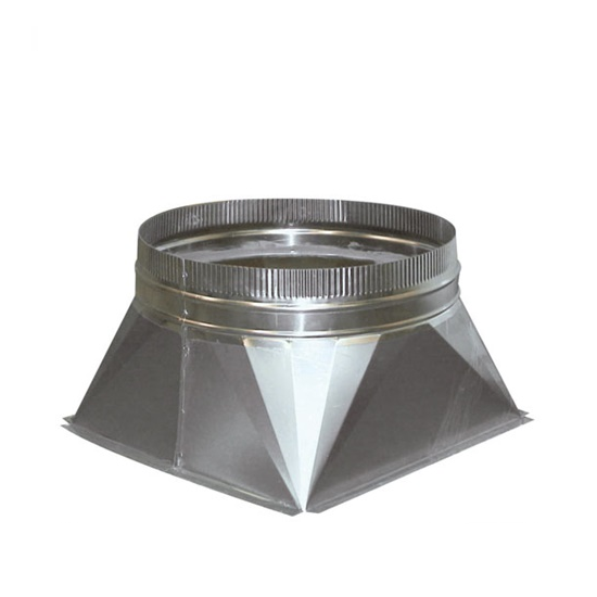 Vierkant verloop aluminium 400x400mm > Ø 200 mm