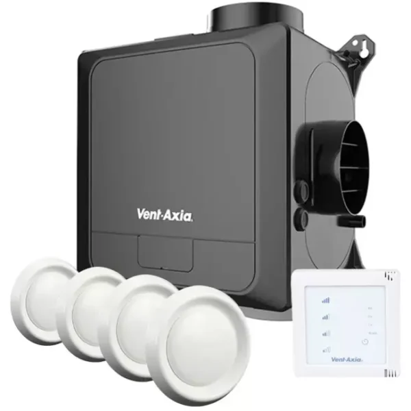 Vent-Axia Multihome AEC advance Pakket 368 m³/h Bluetooth + CO2 sensor +  vochtsensor + RFT bediening batterij + 4 ventielen - euro stekker